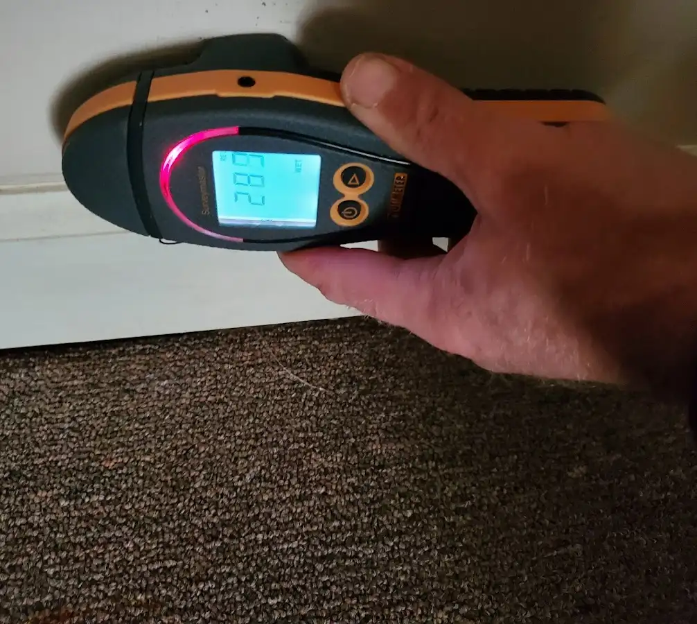 Moisture detection at baseboard during Sewage Cleanup & Sanitation in Somers